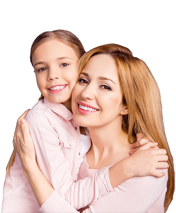 Woman hugging daughter after preventive dentistry visit