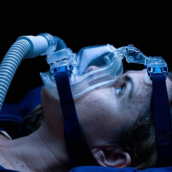 CPAP mask over womans face